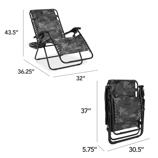 Best Choice Products Oversized Zero Gravity Chair, Folding Outdoor Patio Recliner w/ Cup Holder Camouflage {2}