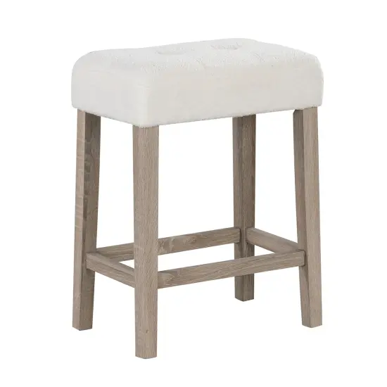 Modern Counter Height Bar Stools Set of 2 with Rubber Wood Legs-Beige {4}