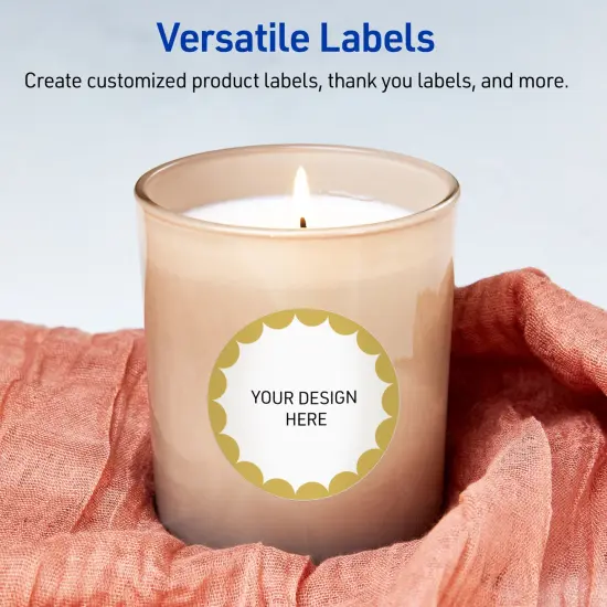 Avery Printable Round Labels, Gold Edge Dots, 3" Diameter, Matte White Round Labels, Permanent, Laser/Inkjet, 60ct, Great for Product Labels {6}