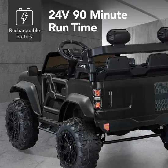 Best Choice Products Kids 24V 2-Seater Electric Ride-On Car Truck w/ Parent Control, Bluetooth, LED Lights Black {5}