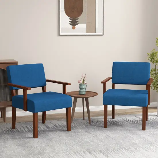 Wooden Frame Upholstered Accent Chair &ndash; Stylish Living Room Seating Blue {6}