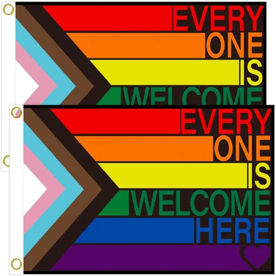Progress Pride Flag Gay Flag Rainbow LGBT Flag 3X5 Foot 2Pcs Outdoor Indoor Waterproof Pride Decorations with Brass Grommets {1}