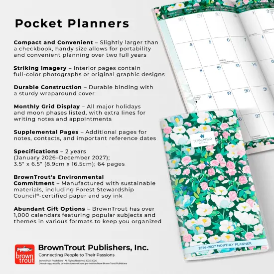 House of Turnowsky OFFICIAL | 2026-2027 3.5 x 6.5 Inch Two Year Monthly Pocket Planner Calendar | Foil Stamped Cover {6}