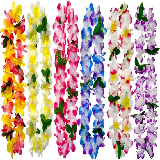 6 Counts Summer Garland Hawaiian Leis Bulk,leis for luau party,hawaiian leis for adults,beach party favors for adults,Summer Beach Vacation,Theme Party Decorations {2}