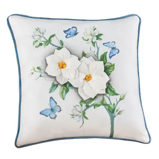Collections Etc 3D Magnolia and Butterflies Accent Pillow {2}