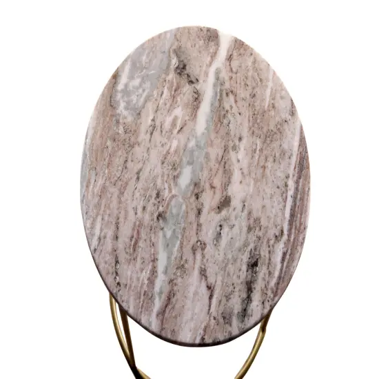 Brown Marble Nesting Coffee TableWith Golden Metal Frame {5}