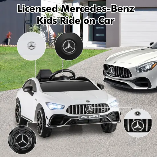 12V Mercedes-Benz AMG CLA 45 Kids Ride-On Car with Remote Control & LED Lights White {2}