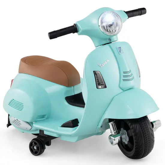 Plastic Licensed Kids Ride-On Motorcycle Vespa with LED Headlight and Horn Sound Green {1}