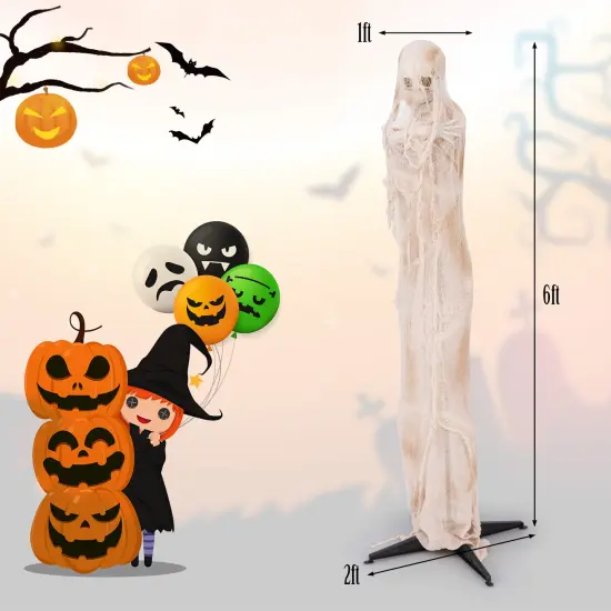 6FT Halloween Animated Standing Mummy with LED Red Glowing Eyes {4}