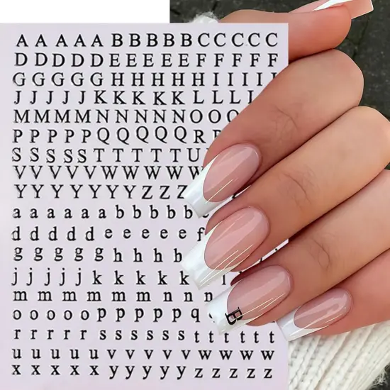 8Pcs Letter Nail Stickers 3D Self-Adhesive English Alphabet {4}