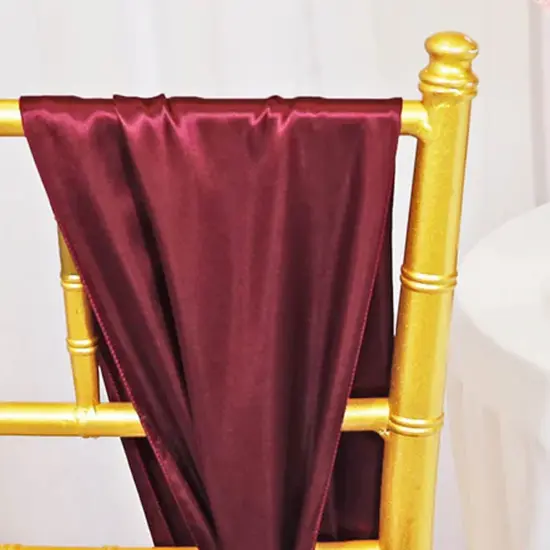 10 Pieces Burgundy Satin Chair Sashes Elegant 8"x108" Event Decor {5}