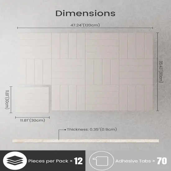 Felt Bulletin Board Tiles Large 48" x 36" Cork Board Alternative-12 Pack with 70 Adhesive Tabs {2}