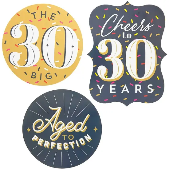 30th Birthday D&eacute;cor, Includes Table Centerpieces, Wall Sign, Ceiling Decorations and Confetti String (12 Pieces) Multicolor {4}