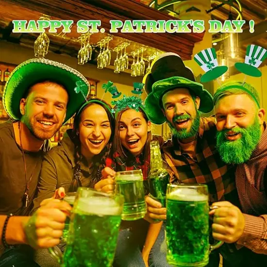8Pcs St. Patrick's Day Headbands, Green Shamrock Clover Hats Headband Boppers, Saint Patricks Day Irish Headwear Costume Accessories Top Hat Head Band Bopper Party Favors for Women Men Kids {3}