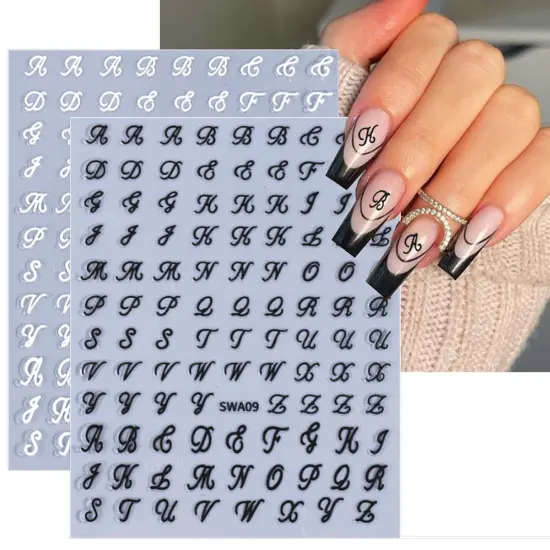 8 Sheets Retro English Letters Nail Stickers {3}