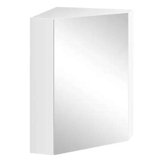 Corner Medicine Cabinet with Mirror with Open Mirror Door and Adjustable Shelf White {3}
