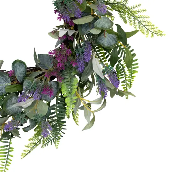 Northlight Lavender and Mixed Foliage Artificial Floral Spring Wreath, Purple and Green - 22-Inch {5}
