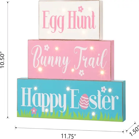 LED Lighted Wooden Easter Table Sign Spring Home Decor for Holiday Easter Party Supplies Props {3}
