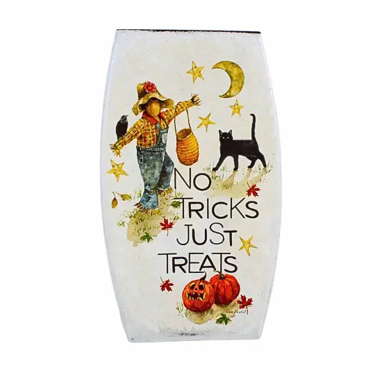 Stony Creek 8.0 Inch Trick Or Treat Pre-Lit Med Vase Halloween Lighted Glass Accent , Halloween Decor Halloween Pre-Lit Vase Scarecrow {3}