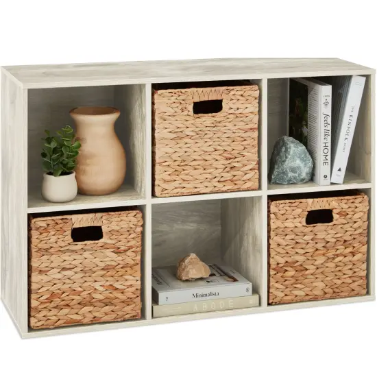 Best Choice Products 6-Cube Bookshelf, 11in Display Storage System, Organizer w/ Removable Back Panels Whitewash {1}