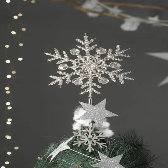 Snow Tree Topper - Silver - 7" x 2" x 11" {1}