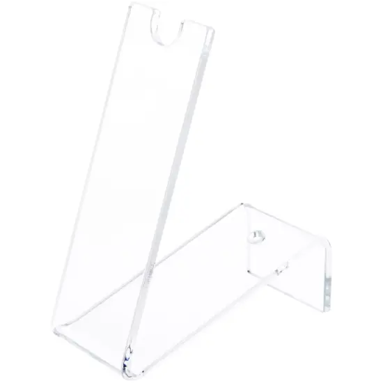 Plymor Clear Acrylic 1 Pen Display Holder (Angled-Front for Label), 4.25" H x 1.5" W x 3.625" D {2}