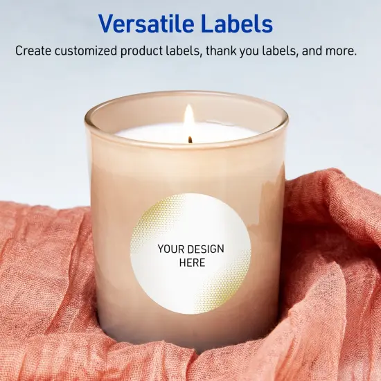 Avery Printable Round Labels with Sure Feed Technology, Pre-Printed Gold Blush Pattern, Matte White, 3" Diameter, Laser & Inkjet Compatible, 60 Total, Great for Branding, Marketing, and Events {6}