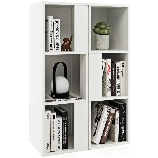 Costway 2 PCS 3-tier Wood Bookshelf Display Storage Rack for Small Spaces White/Rustic Brown {7}