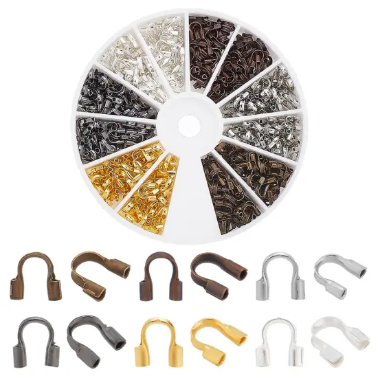 PH PandaHall 540 Pcs 6 Colors Brass Wire Guardian Wire Cable Protector U Shape Wire Guard Loops for Earring Bracelet Jewelry DIY Crafts Making {1}
