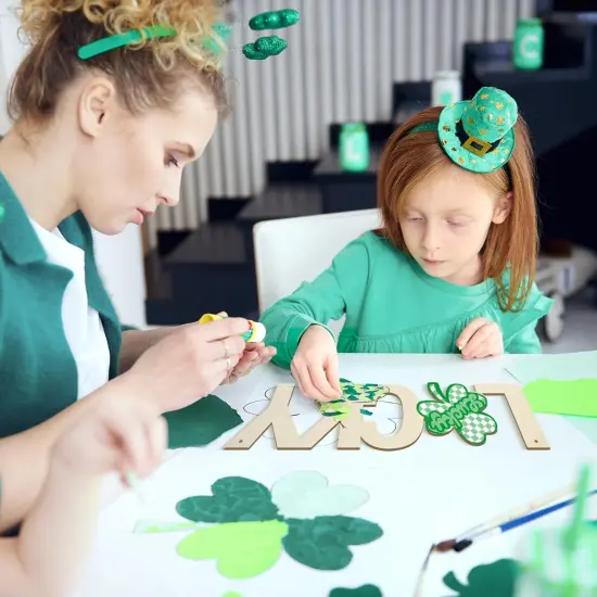 Large Size 7inch Wooden Lucky Ornaments to Paint, Wooden Shamrock St. Patrick's Day Cutouts DIY Blank Unfinished Round Spring Irish Wood Discs Ornament for Crafts Hanging Decorations 10PCS {4}