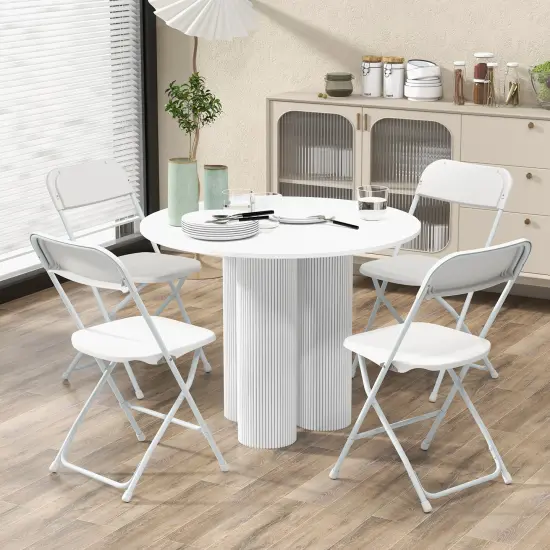 4 Pack Metal Folding Chairs with Plastic Seat and Back-White {2}