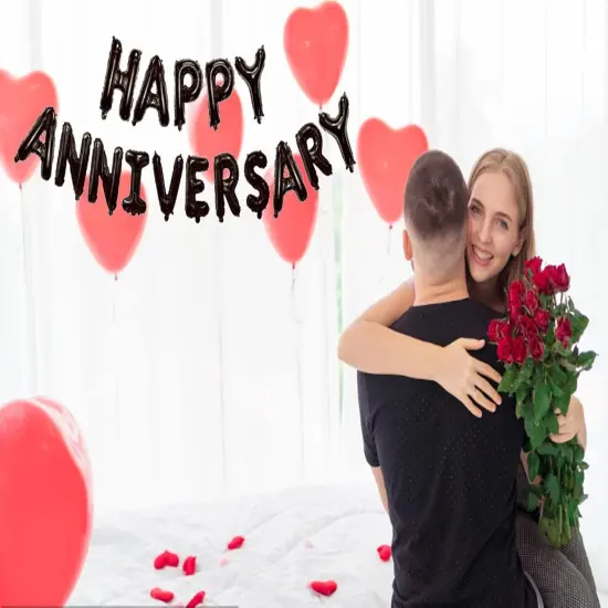 16Inch - Black Happy Anniversary Balloons {5}