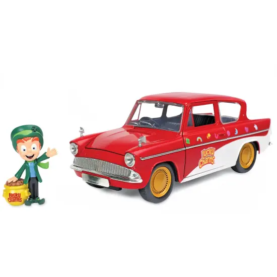 Collections Etc Lucky Charms 1959 Ford Anglia 1:24 Scale Die-Cast Model with Figurine {2}