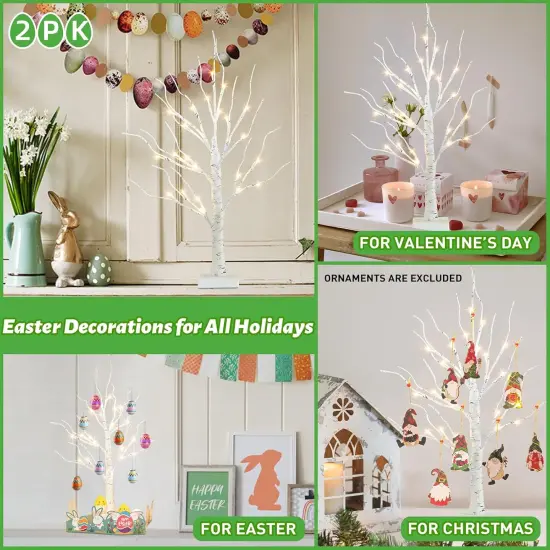 Easter Decorations, 2FT Birch Tree with LED Lights, Warm White Light up Tree Lamp {4}