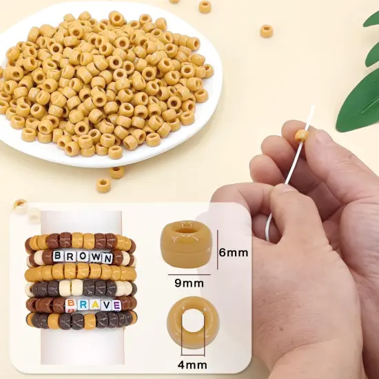 MIIIM 1200PCS 6x9mm Dark Yellow Pony Beads Bulk, Kandi Beads for Bracelets Making Kit, Hair Braids Crafts for Jewelry Making (Yellow Ochre) {6}