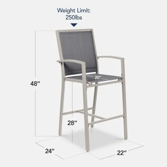 Best Choice Products Outdoor Barstools Set of 2, Bar Height Patio Chairs w/ All-Weather Mesh Taupe/Charcoal {2}