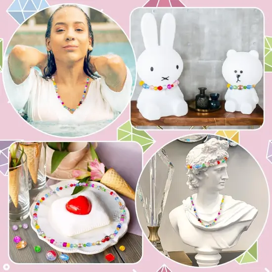 636pcs Glass Beads for Jewelry Making - Colorful Rainbow Craft Crystal Beads with Loose Beads Sparkly Beads Hole Drilled DIY for Bracelets Craft Earrings Making {2}