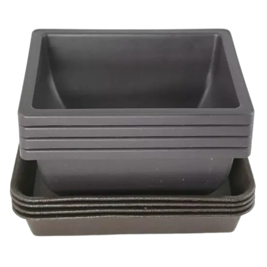 4 Sets Rectangular Plastic Cactus, Bonsai Training Pot + Tray 6.25"x 4.75"x 2" {1}