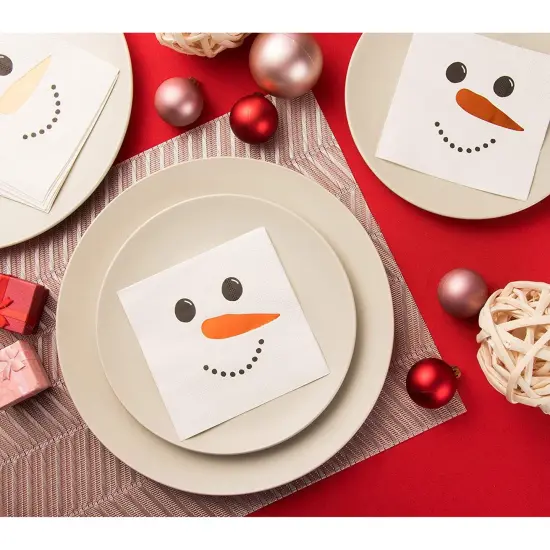 Snowman Holiday Napkins, Christmas Party Decorations (White, 5 x 5 In, 50 Pack) {2}