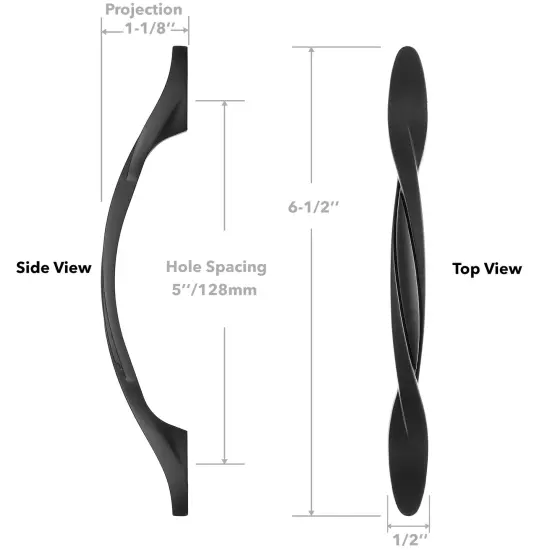 Cauldham Solid Braided Kitchen Cabinet Pulls Handles (5" Hole Centers) - Drawer/Door Hardware - Style M260 - Matte Black {5}