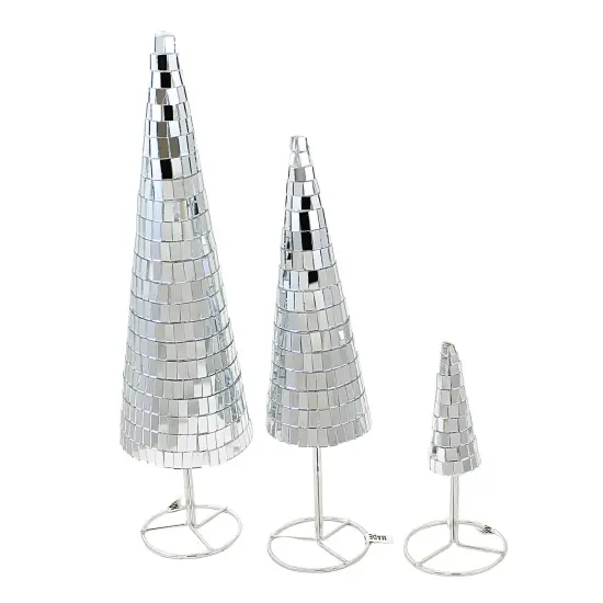 Cody Foster 12.0 Inch Small Mirrored Trees Christmas Decorative Tree Set , Christmas Decor Reflect Set Of 3 Silver {2}