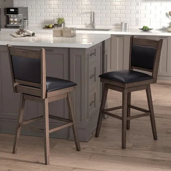 25/29 Inch Padded Bar Stools Set of 2 with Swivel Seat, Footrest, and Comfortable Upholstered Design {3}