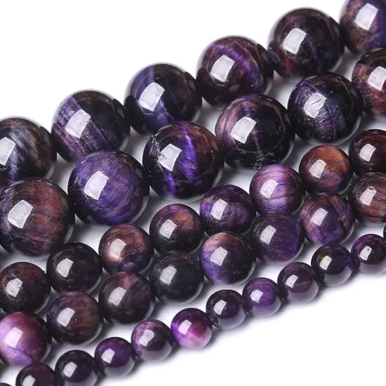 Natural Purple Tiger Eye Beads Round Loose Stone Beads Energy Gemstone Healing Power for Jewelry Making 1 Strand 6mm 60pcs {1}