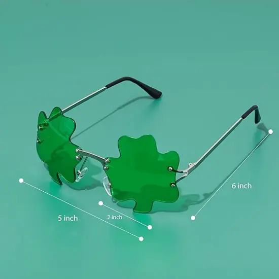 St. Patrick&rsquo;s Day Irish Shamrock Leaves Green Leprechaun Costume Glasses, 1 Pair {4}