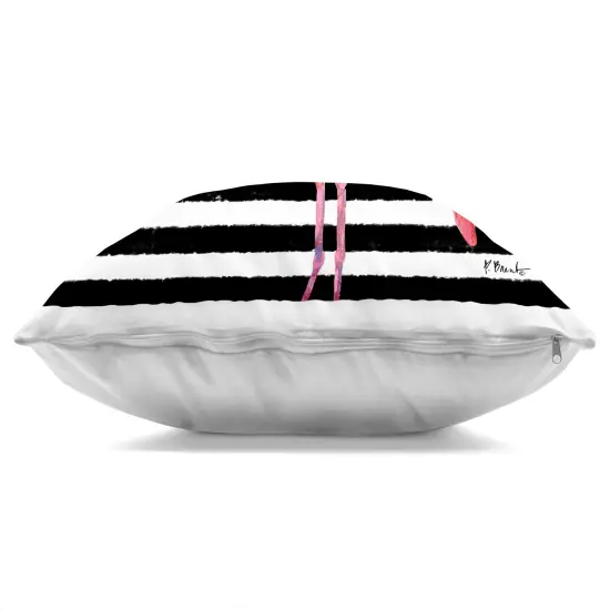 Stupell Industries Bold Flamingo Flower Stripes Indoor Pillow, 18 x 7 x 18 {3}