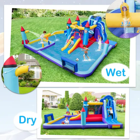 Rocket Theme Inflatable Water Slide Park with 1100W Blower {5}
