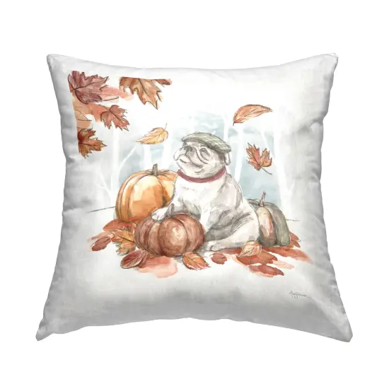 Stupell Industries Autumnal Bulldog Scene Indoor Pillow, 18 x 7 x 18 {1}