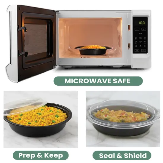 Northlight 150-Count48 oz. Black Microwavable Plastic Take Out Container with Clear Lid {6}