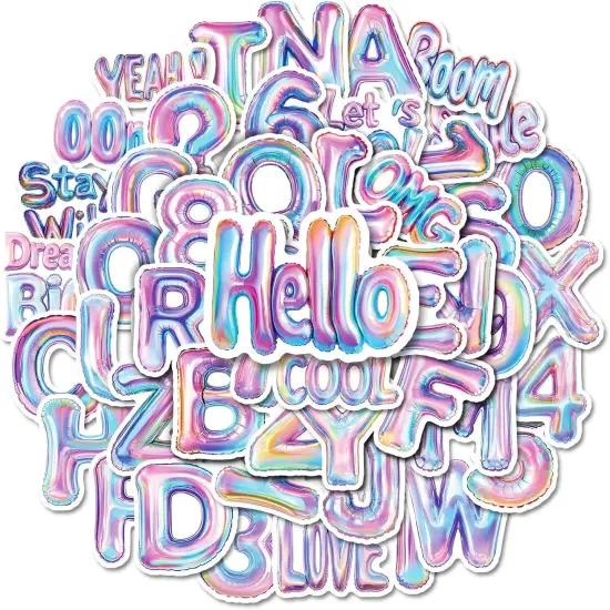 100pcs Custom Balloon Letter Stickers for Water Bottles {1}