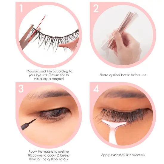 Magnetic Eyelashes with Eyeliner Kit, Zodaca Magnetic Eyeliner and Magnetic Lash, Reuseble Eyelash No Glue Required Natural Look Eyelashes Extensions Pink {1}